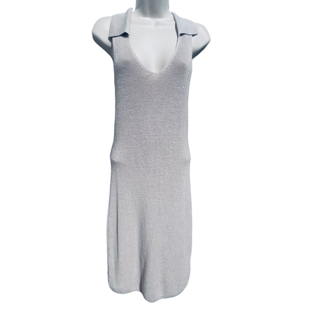 Freshman 1996 stretchy ribbed knit sweater bodycon collared midi medium 9840